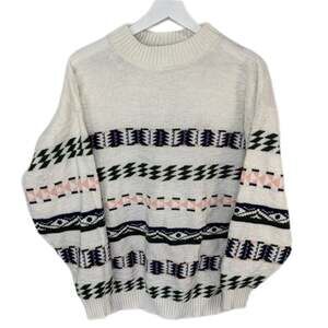Vintage Geo Stripe Sweater Made in USA - Women's Size L